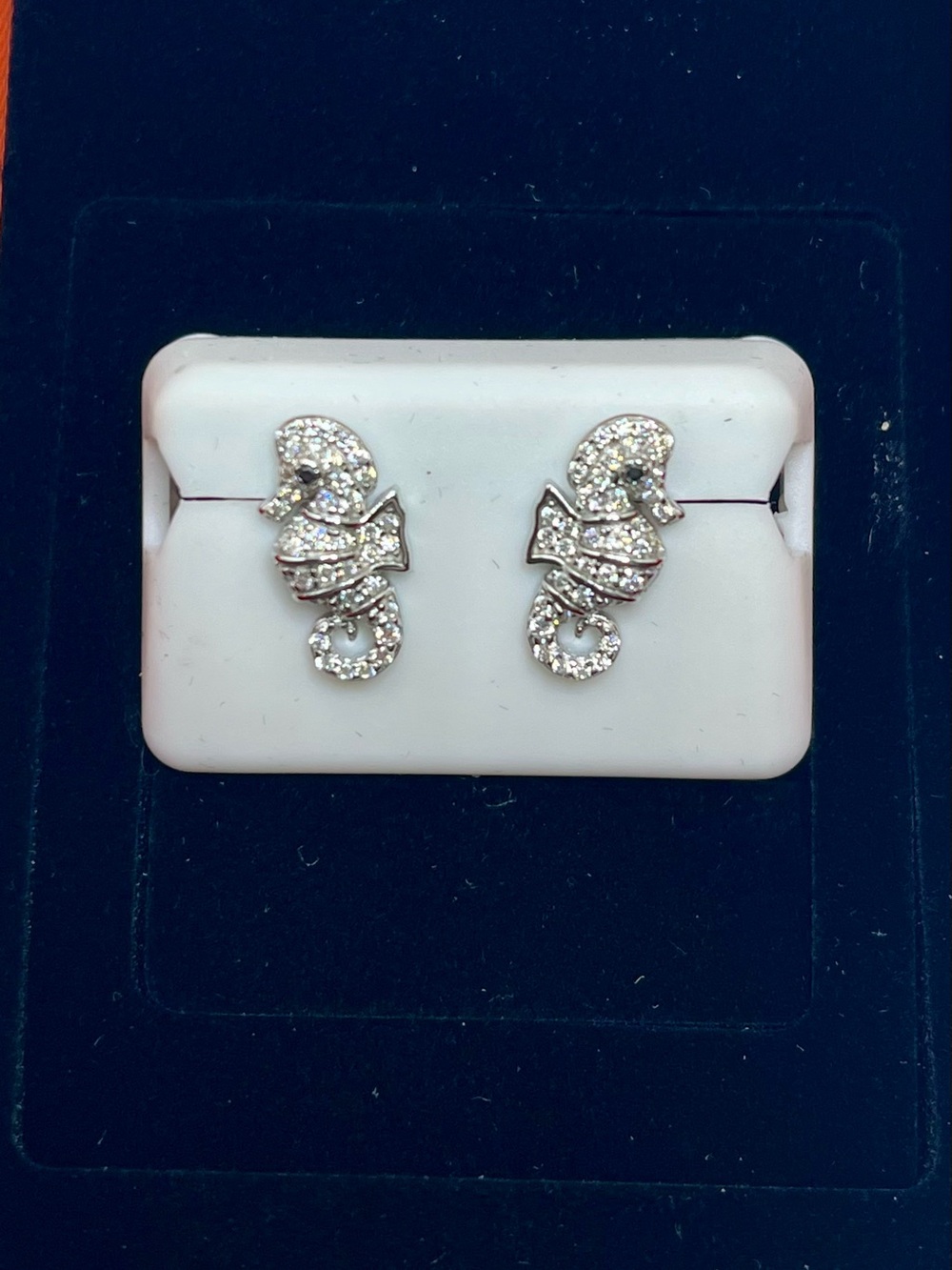 🆕 Sterling Silver & Moissanite Seahorse  Stud Earrings - $250 retail